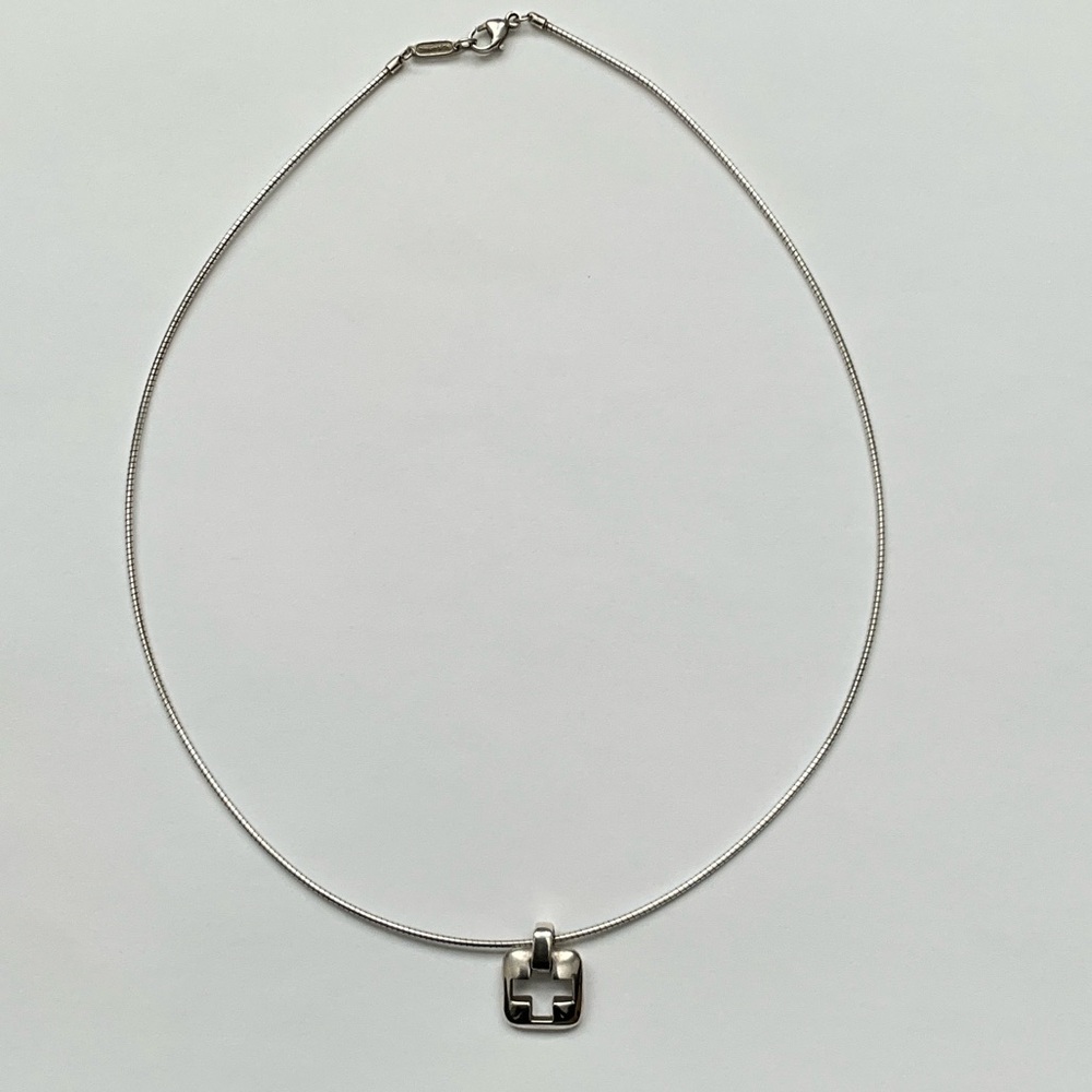 Tiffany & Co. Silver Open Cross Square Silver Necklace - Picture 2 of 5
